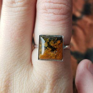 Sterling silver amber ring